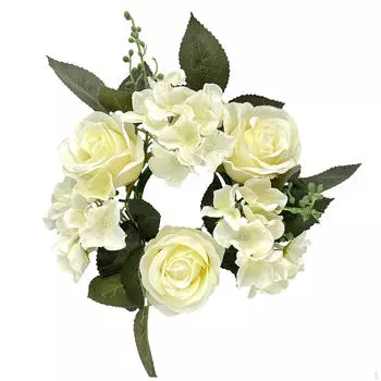 Рождественские венки со свечами и кольцами Мини искусственный настольный рождественский венок держатель white