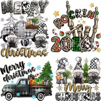 Рождественские вибрации Наклейки Нашивки Машины Пальцы Подарки Аксессуары для самостоятельного изготовления Одежда Украшения Печать на футболке Стираемая нашивка с утюгом