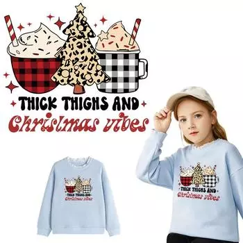 Рождественские вибрации Нашивки Наклейки на одежду Толстовки Аппликация на футболку своими руками Термопресс Парчи Ropa Термоклеящиеся заплатки