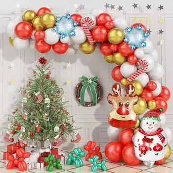 Рождественские воздушные шары Снеговик Лось Сани Олень Фольгированные шарики С Новым годом Украшения для рождественской вечеринки
