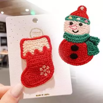 Рождественские заколки для волос Заколки для волос Рождественская елка Носки Снеговик Лось Санта-Клаус Колокольчик Аксессуары A