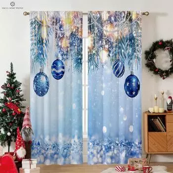 Рождественские затемняющие декоративные шторы, детская комната, спальня, гостиная, балкон, можно сделать на заказ, 2 шт. W100xH130(CM) folio&Rod pocket