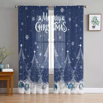 Рождественские зимние шаровые шторы для гостиной спальни украшения дома оконные вуали тюль занавески драпировки W135 x H114cm