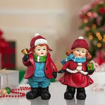 Рождественские зимние статуи, настольные скульптуры, настольные украшения с рождественскими сценами, милые украшения для интерьера