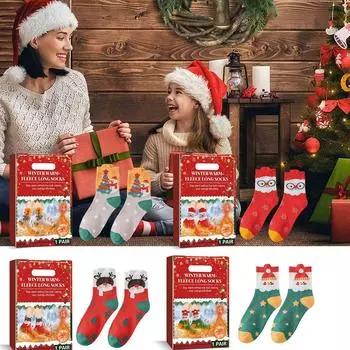 Рождественские зимние теплые носки Рождественские подарки Милые забавные уютные зимние теплые рождественские носки Снеговик Рождественская елка Лось One Size