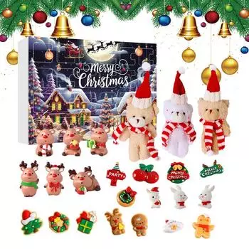 Рождественский 24-дневный календарь обратного отсчета игрушка милая праздничная игрушка адвент-календарь портативная кукла забавные настольные украшения One size