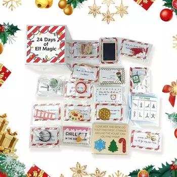 Рождественский 24-дневный комплект для эльфийских сцен, набор идей, забавный рождественский обратный отсчет, подарок, креативная коробка-сюрприз для эльфа, реквизит для мероприятий с эльфами