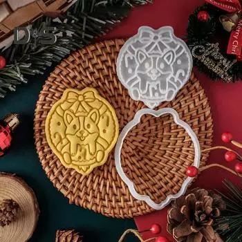 Рождественский 3D-образный мини-штамп для печенья в форме мультяшного животного, помадка, печенье, для выпечки, украшения торта, корги, котенок, собака, кошка, рождественская тема, праздник F