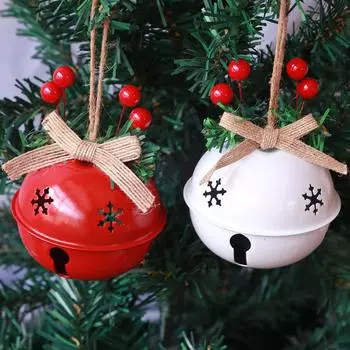 Рождественский 8 см колокольчик-снежинка из кованого железа с красными фруктами, декоративный кулон, рождественская мебель, декоративный металлический колокольчик