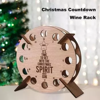 Рождественский Адвент держатель для бутылок вина 12 отверстий деревянный обратный отсчет подставка для бутылок пива органайзер S Round