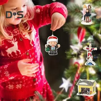 Рождественский адвент-календарь 2024, 24-дневный рождественский календарь обратного отсчета, акриловые праздничные фигурки, подвеска для рождественского домашнего декора синий