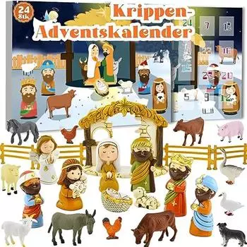 Рождественский Адвент-календарь 2024 24 дня 3D смоляные фигурки вертепа набор рождественский сюрприз обратный отсчет календарь для детей мальчиков девочек A