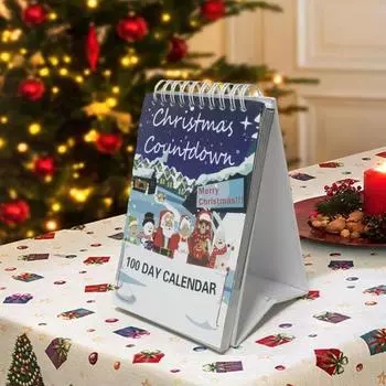 Рождественский адвент-календарь 2024 года, 100-дневный календарь обратного отсчета, настольный перекидной календарь для дома