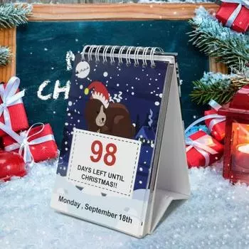 Рождественский адвент-календарь 2024 года, 100-дневный календарь обратного отсчета, настольный перекидной календарь для дома