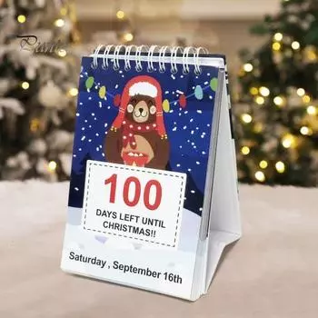 Рождественский адвент-календарь 2024 года, 100-дневный календарь обратного отсчета, настольный перекидной календарь для домашнего офиса, декор комнаты Christmas