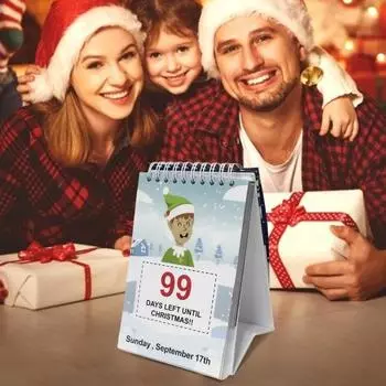 Рождественский адвент-календарь 2024 года, 100-дневный календарь обратного отсчета, настольный перекидной календарь для домашнего офиса, декор комнаты Christmas