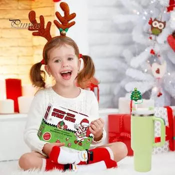 Рождественский адвент-календарь 2024 года, 24-дневный календарь обратного отсчета, набор соломенных крышек, пластиковые соломенные шляпки для взрослых, детей, подростков, мальчиков и девочек A