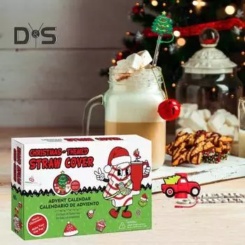Рождественский адвент-календарь 2024 года, 24-дневный календарь обратного отсчета, набор соломенных крышек, пластиковые соломенные шляпки для взрослых, детей, подростков, мальчиков и девочек A