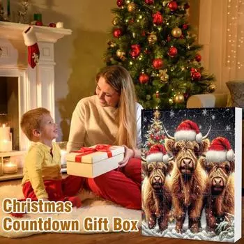 Рождественский адвент-календарь 2024 года для девочек, обратный отсчет до Рождества на 24 дня, детское праздничное украшение с милыми мультяшными изображениями, подарок A