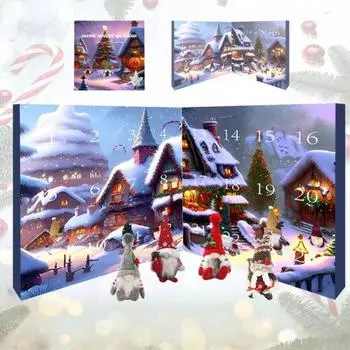 Рождественский адвент-календарь 2024 года на 24 дня с обратным отсчетом до Рождества, украшение с плюшевыми куклами-гномами, праздничный декор в виде гнома A