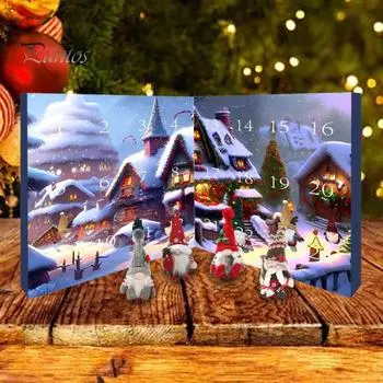 Рождественский адвент-календарь 2024 года на 24 дня с обратным отсчетом до Рождества, украшение с плюшевыми куклами-гномами, праздничный декор в виде гнома A