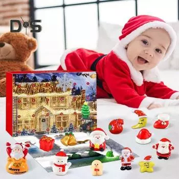 Рождественский адвент-календарь 2024 года на 24 дня, мини-фигурки Санта-Клауса, снеговиков и колокольчиков, календарь обратного отсчета, набор для праздничных сувениров 1 Set