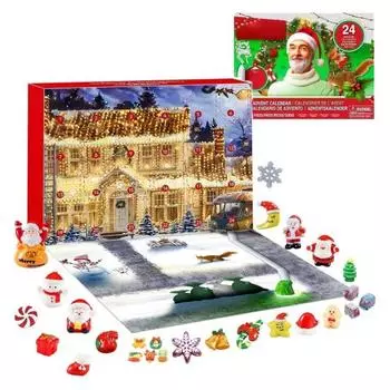Рождественский адвент-календарь 2024 года на 24 дня с мини-снеговиками, колокольчиками и фигурками Санта-Клауса