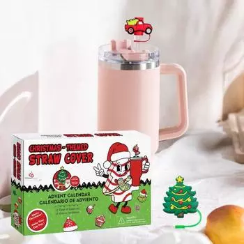 Рождественский адвент-календарь 2024 года на 24 дня, календарь обратного отсчета, набор соломенных крышек