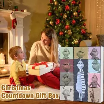 Рождественский адвент-календарь 2024 года на 24 дня, двухмерный плоский акриловый зеленый эльф, подвесные украшения, рождественский календарь обратного отсчета для детей