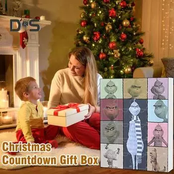 Рождественский адвент-календарь 2024 года на 24 дня, двухмерный плоский акриловый зеленый эльф, подвесные украшения, рождественский календарь обратного отсчета для детей A