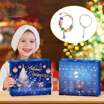 Рождественский адвент-календарь 2024 года, набор браслетов, 24 дня, набор для самостоятельного изготовления украшений для девочек-подростков, украшения для обратного отсчета до Рождества A