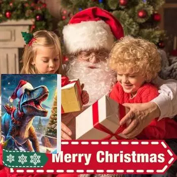 Рождественский адвент-календарь 2024 года, набор детских игрушек с мультяшным динозавром, обратный отсчет на 24 дня A