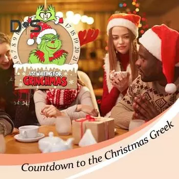 Рождественский адвент-календарь 2024 года, рождественский зеленый эльф, обратный отсчет, украшение, круглая деревянная вывеска для декора стены двери дома A