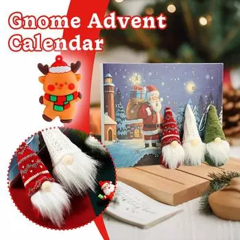 Рождественский адвент-календарь 2024 года с гномами, коллекционный рождественский календарь с плюшевыми гномами 2024 года Y5S7 snow-1pcs