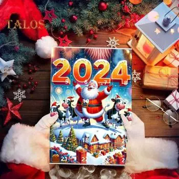 Рождественский адвент-календарь 2024 года с изображением коровы, плоская акриловая подвесная декорация для дома, настенное украшение для елки, праздничное украшение обратного отсчета A