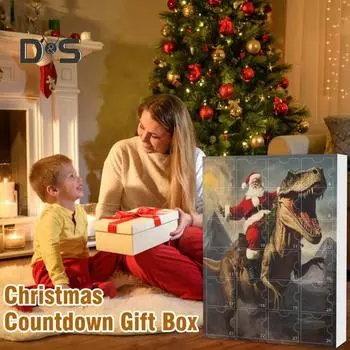 Рождественский адвент-календарь 2024 года с мультяшным динозавром, набор детских игрушек, 24-дневный рождественский обратный отсчет, акриловый подвесной календарь H