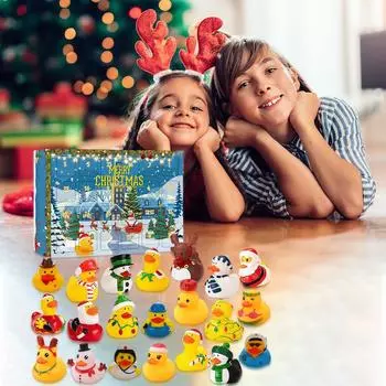 Рождественский адвент-календарь 2024 года с резиновой уткой, набор из 24 рождественских дней, игрушки для детей и малышей, подарки на рождественскую вечеринку 21x16x5cm
