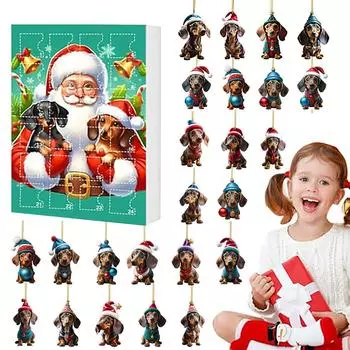 Рождественский адвент-календарь 2024 года содержит 24 рождественских акриловых украшения, календарь прибытия, обратный отсчет до Рождества с сюрпризами-подвесками красный