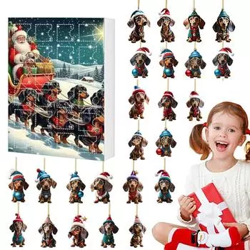 Рождественский адвент-календарь 2024 года содержит 24 рождественских акриловых украшения, календарь прибытия, обратный отсчет до Рождества с сюрпризами-подвесками красный