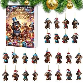 Рождественский адвент-календарь 2024 года содержит 24 рождественских акриловых украшения, календарь прибытия, обратный отсчет до Рождества с сюрпризами-подвесками белый