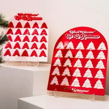 Рождественский адвент-календарь 2024 года, украшение рождественской елки, 25-дневный акриловый календарь обратного отсчета для детей и взрослых красный