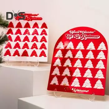 Рождественский адвент-календарь 2024 года, украшение рождественской елки, 25-дневный акриловый календарь обратного отсчета для детей и взрослых красный