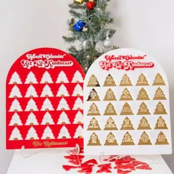 Рождественский адвент-календарь 2024 года, украшение рождественской елки, 25-дневный акриловый календарь обратного отсчета красный