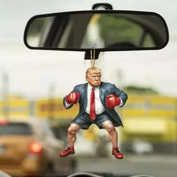 Рождественский адвент-календарь 2024 года, украшения, обратный отсчет на 24 дня, подвеска для автомобиля с изображением Трампа, декор для зеркала заднего вида