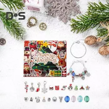 Рождественский адвент-календарь 2024, обратный отсчет на 24 дня, набор для самостоятельного изготовления браслетов, набор для изготовления рождественских украшений с бусинами и браслетами для детей, подростков, женщин F