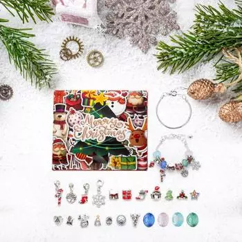 Рождественский адвент-календарь 2024, обратный отсчет на 24 дня, набор для самостоятельного изготовления браслетов, набор для изготовления рождественских украшений с бусинами и браслетами для детей, подростков, женщин F