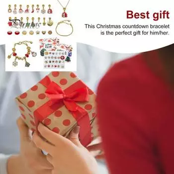 Рождественский адвент-календарь 2024, обратный отсчет на 24 дня, набор для самостоятельного изготовления браслетов, набор для изготовления рождественских украшений с бусинами и браслетами для детей, подростков, женщин F