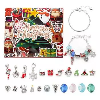 Рождественский адвент-календарь 2024, обратный отсчет на 24 дня, набор для самостоятельного изготовления браслетов, набор для изготовления рождественских украшений с бусинами и браслетами для детей, подростков, женщин D