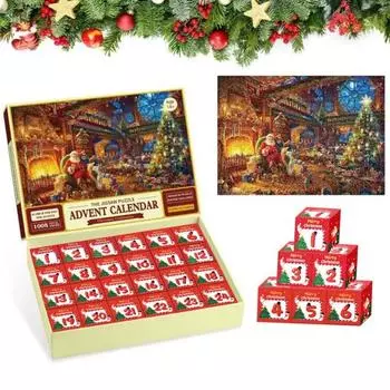Рождественский адвент-календарь 2024 пазл семейные мероприятия календарь обратного отсчета головоломка с 24 коробками 1008 деталей игра для снятия стресса A