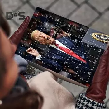 Рождественский Адвент-календарь, акриловый брелок с изображением президента Трампа, набор украшений на 24 дня до праздника B